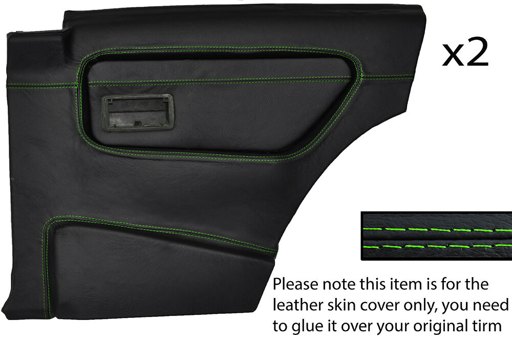 GREEN STITCH 2X REAR DOOR CARD SKIN COVER FITS FORD SIERRA RS COSWORTH 3 DOOR