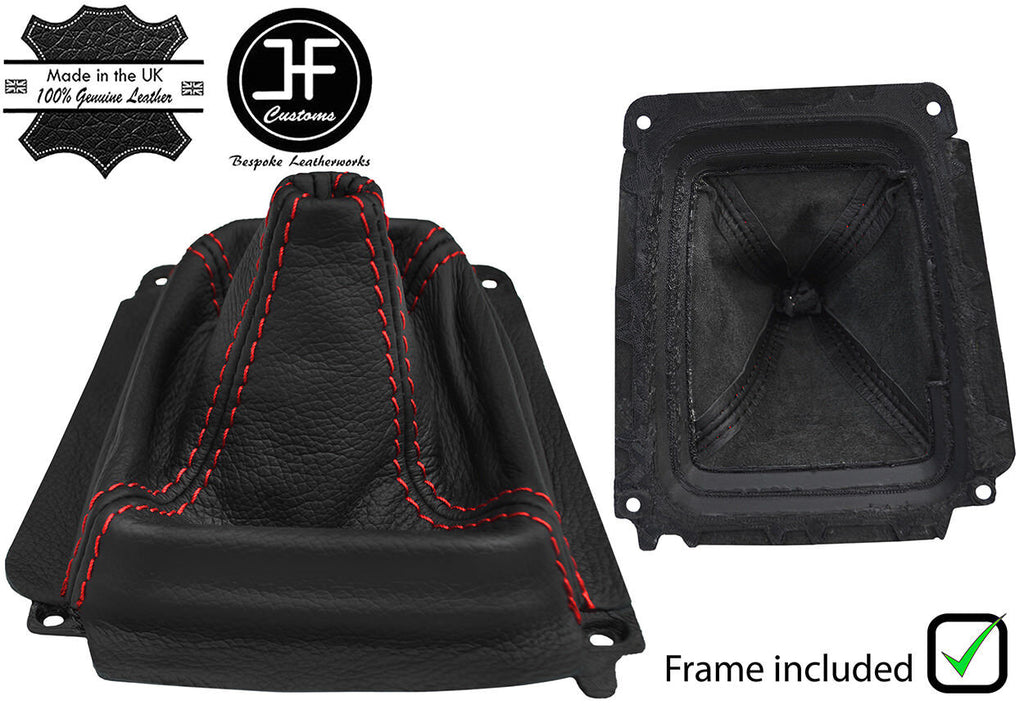 RED STITCH LEATHER GEAR GAITER+PLASTIC FRAME FITS MAZDA MX5 MK2 MIATA 98-05