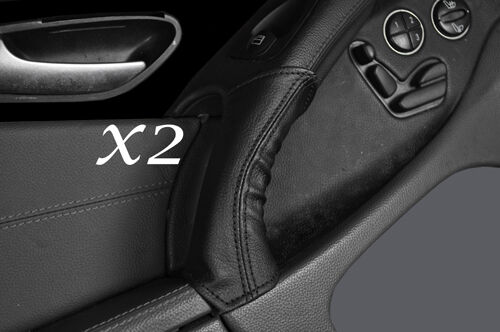BLACK STITCH FITS MERCEDES SL CLASS R320 01-11 2X DOOR HANDLE LEATHER COVERS