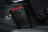 GREY STITCH FITS BMW MINI ONE COOPER S 01-06 2X SEAT BELT STALK LEATHER COVERS