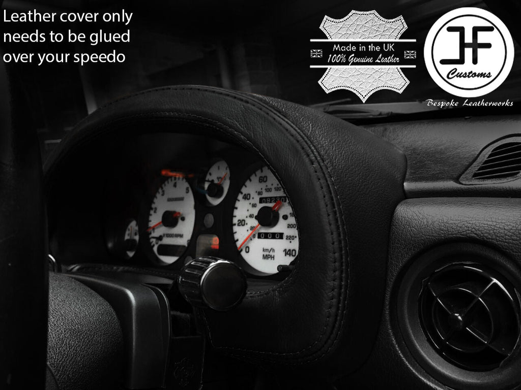 BLACK STITCH SPEEDO GAUGE HOOD REAL LEATHER COVER FOR MAZDA MX5 MK1 MIATA 89-97