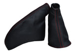 RED DOUBLE STITCH FITS HONDA CIVIC TYPE R 2001-2005 GEAR HANDBRAKE GAITER