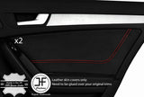 RED STITCH 2X REAR DOOR CARD TRIM LEATHER COVER FITS AUDI A5 SPORTBACK 4 DOOR
