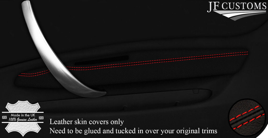 RED STITCH 2X FRONT DOOR ARMREST LEATHER COVERS FOR BMW E88 CONVERTIBLE 07-13