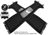 BLACK & BLACK 2 TONE LEATHER 2X UPPER B PILLAR  COVERS FITS DISCOVERY 4 09-16
