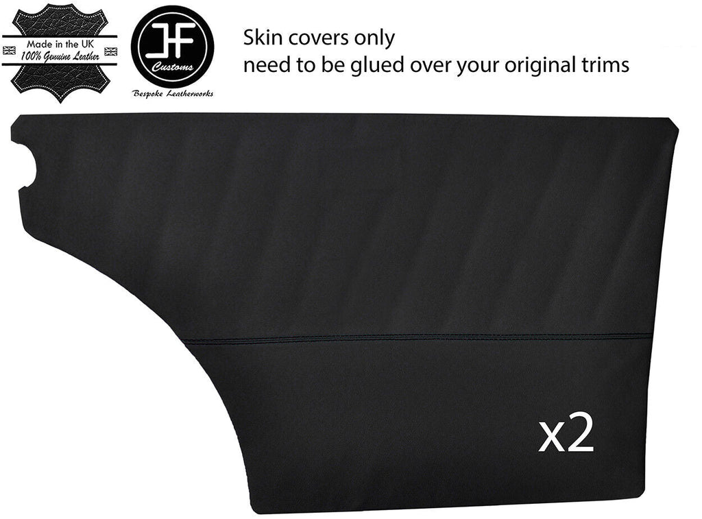 BLACK STITCH 2X REAR DOOR CARDS REAL LEATHER COVERS FITS MERCEDES W111 SALOON