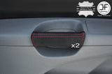 RED STITCH 2X FRONT DOOR HANDLE LTHR COVER FITS VW SHARAN SEAT ALHAMBRA 10-16