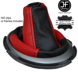 BLACK & RED LEATHER MANUAL GEAR GAITER FITS HONDA JAZZ 2009-2014 CUSTOM NEW