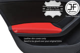 RED REAL LEATHER 2X FRONT DOOR ARMREST COVERS FITS AUDI A4 B8 2008-2015