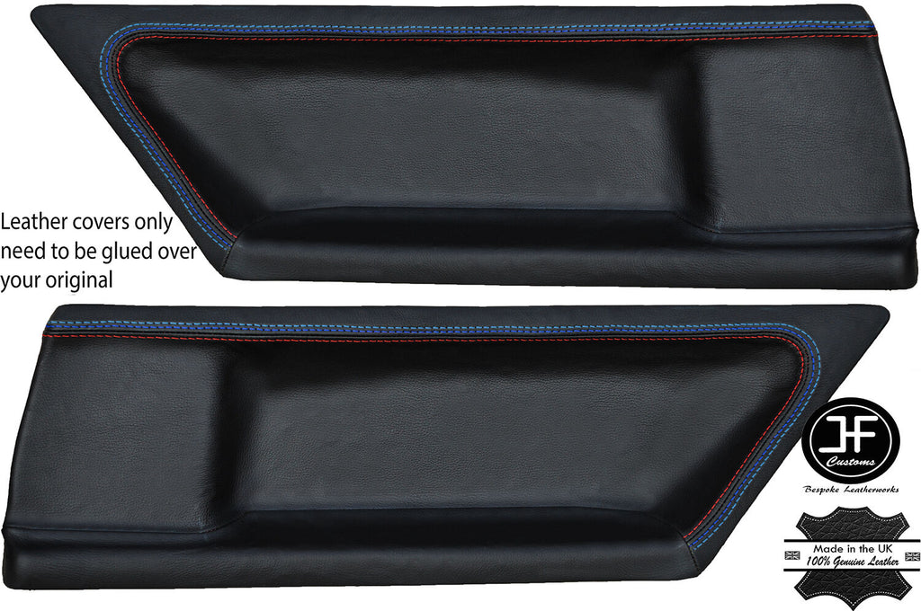 TRI STITCH 2X REAR DOOR CARD LEATHER COVERS FITS BMW E36 COUPE 91-98 STYLE 2