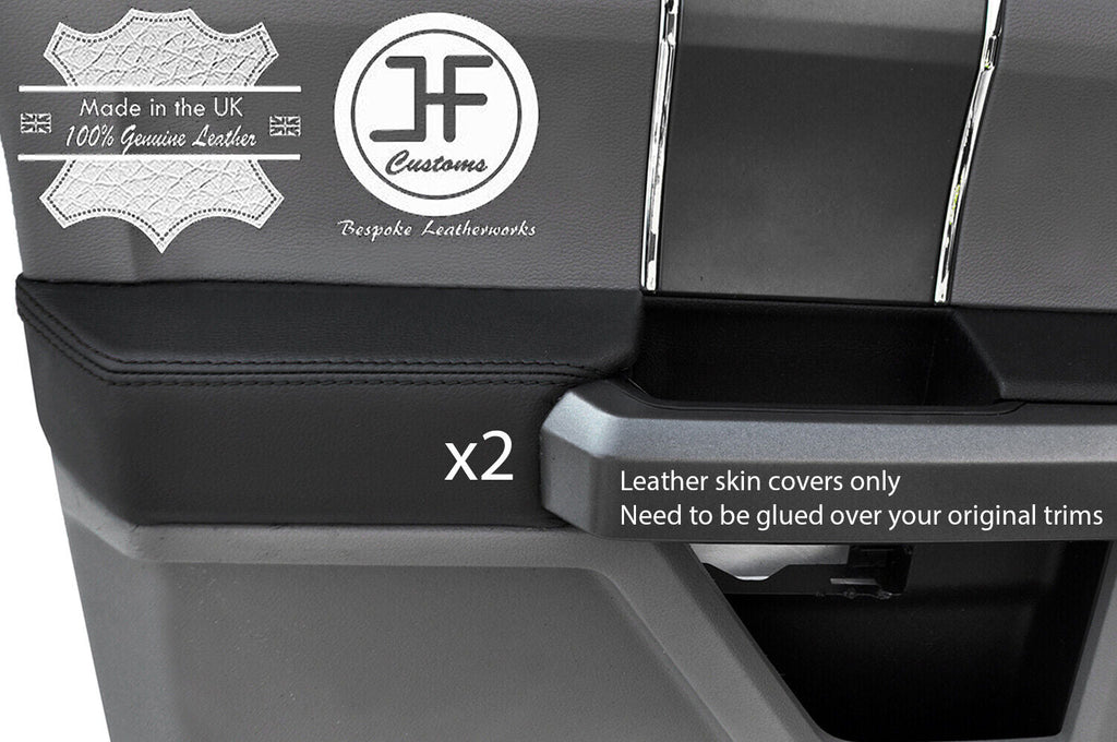 BLACK STITCH 2X REAR DOOR CARD TRIM LEATHER COVER FOR FORD F-150 F150 15-19