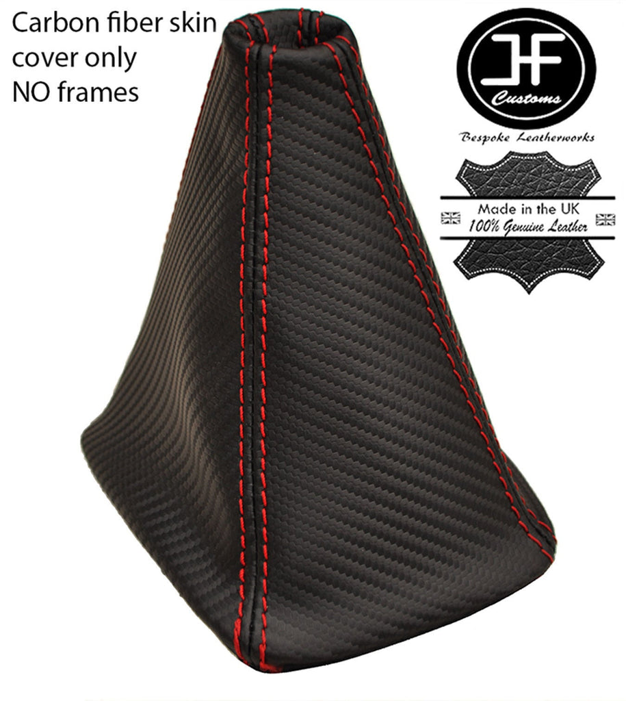 RED  STITCH CARBON VINYL GEAR GAITER FITS MITSUBISHI LANCER EVO IV V VI COLT