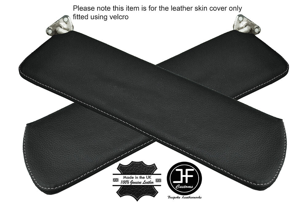 GREY STITCHING 2X SUN VISORS LEATHER COVERS FITS FORD CORTINA MK1 CUSTOM NEW