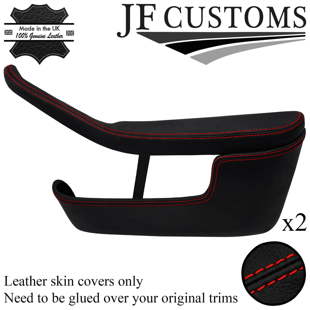 RED STITCH LEATHER 2X FRONT DOOR POCKET TRIM COVER FOR JAGUAR XJ6 XJ12 II 73-79