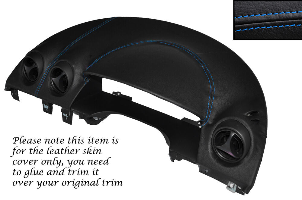 BLUE STITCH DASH SPEEDO SURROUND LEATHER SKIN COVER FITS FORD COUGAR 98-02