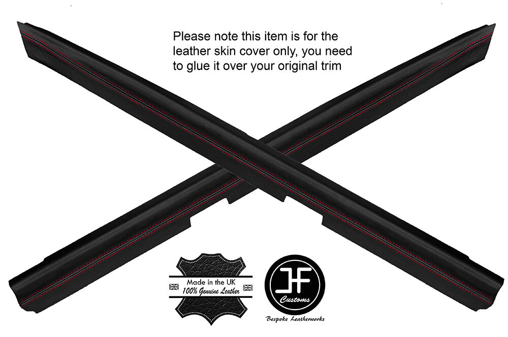 RED STITCH 2X FRONT DOOR SILL TRIM LEATHER COVERS FITS FORD ESCORT MK4 5 DOOR
