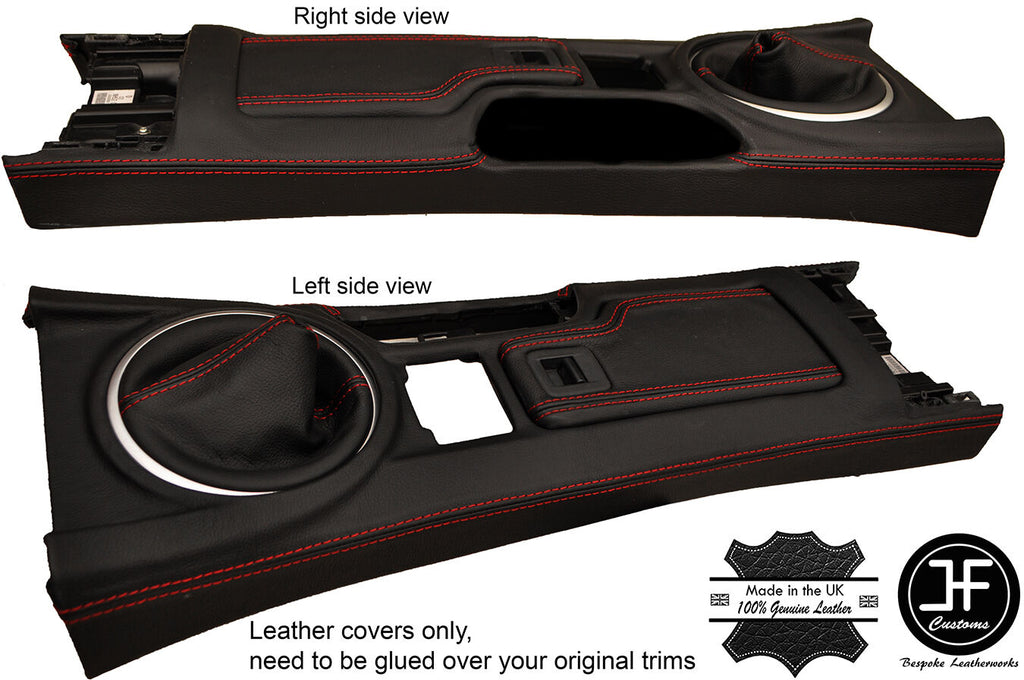 RED STITCH CONSOLE GAITER & ARMREST LEATHER COVERS FOR MAZDA MX5 MK3 3.5 09-15