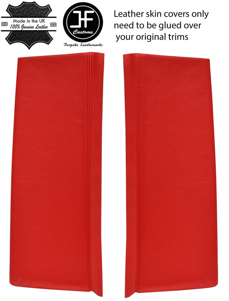 RED REAL LEATHER 2X REAR E POST PILLAR COVERS FITS RANGE ROVER P38 94-02