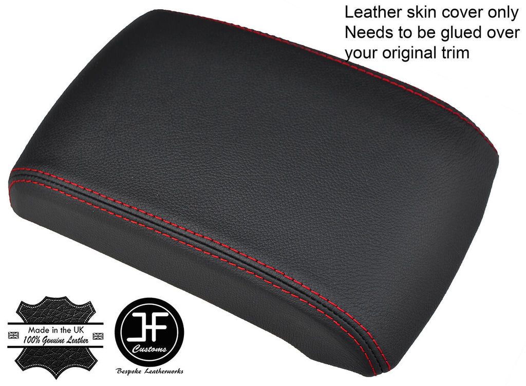 RED STITCHING ARMREST LID REAL LEATHER COVER FITS ISUZU D MAX D-MAX 2012-2017