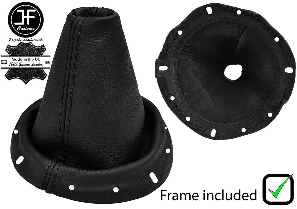 BLACK STITCH LEATHER GEAR GAITER+PLASTIC FRAME FITS PROTON GEN2 2004-2014