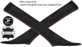RED STITCHING 2X A PILLAR REAL SUEDE COVERS FITS BMW 5 SERIES E60 E61 03-11
