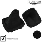 BLACK STITCH SUEDE MANUAL GEAR GAITER + PLASTIC FRAME FITS AUDI A3 8P 2004-2012