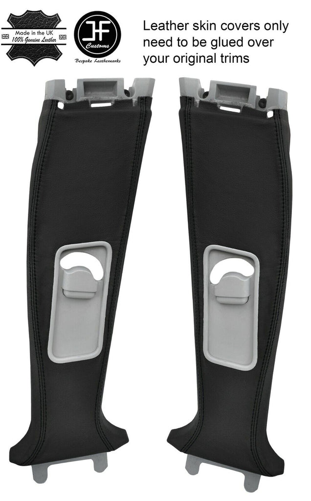 BLACK STITCH 2X UPPER B POST PILLAR LEATHER COVERS FITS DISCOVERY 4 2009-2016