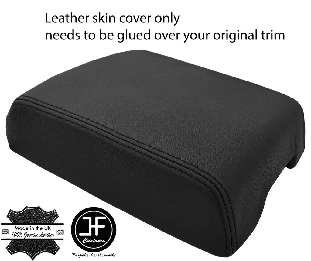 BLACK TOP GRAIN GENUINE REAL LEATHER ARMREST COVER FITS VW TOUAREG 2002-2010