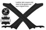 BLACK & BLACK  REAL LEATHER 2X A POST PILLAR COVERS FITS BMW X1 E84 2009-2015