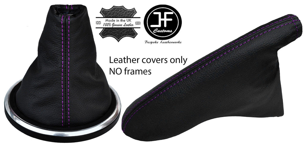 PURPLE STITCHING LEATHER GEAR & HANDBRAKE GAITER SET FITS FORD FIESTA MK6 02-08