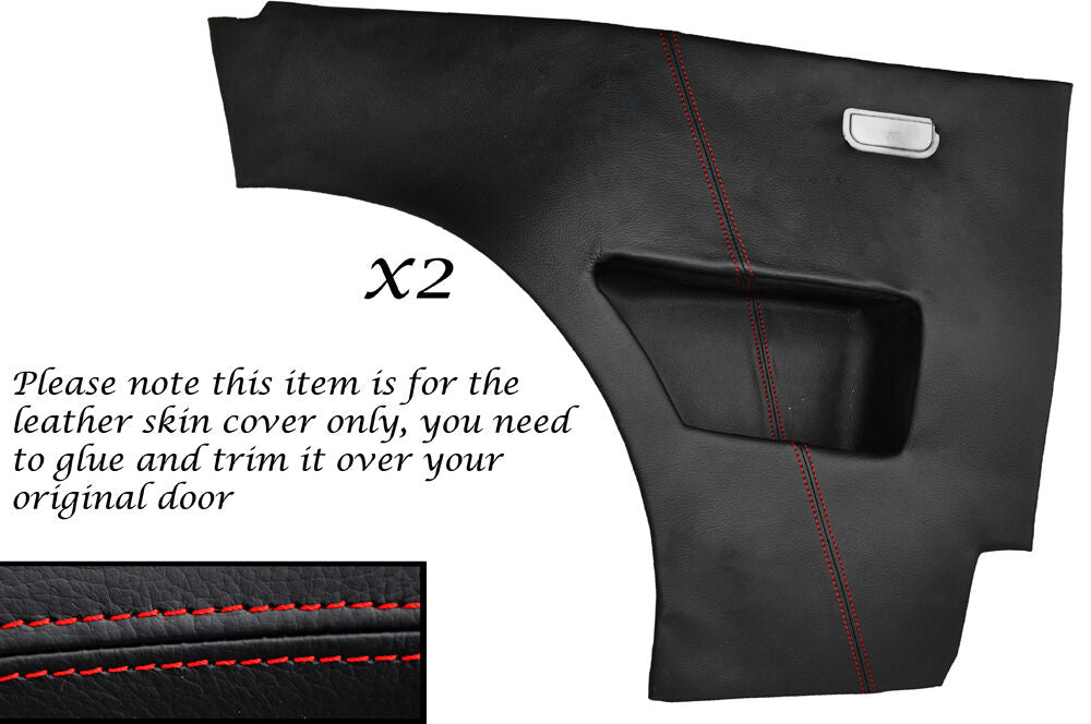 RED STITCH 2X REAR DOOR CARDS LEATHER SKIN COVERS FITS TRIUMPH HERALD CUSTOM NEW