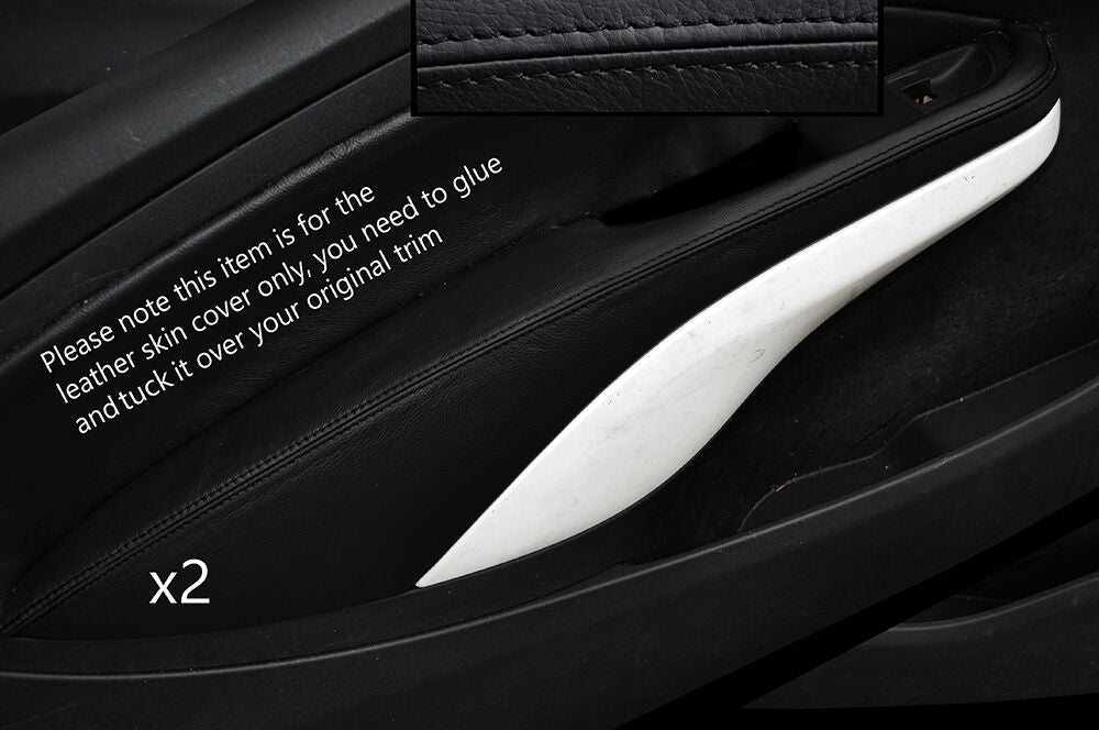 BLACK STITCH 2X FRONT DOOR ARMREST SKIN COVERS FITS VAUXHALL OPEL ADAM 12-15