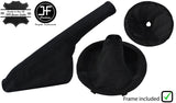 BLACK STITCH SUEDE GEAR + FRAME & SLIM HANDBRAKE COVER FOR FIAT 500 2007-2015