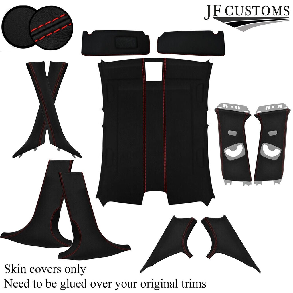 RED STITCH LEATHER & LUXE SUEDE COVERS FOR BMW F30 11-19 SALOON TOP RECOVERY KIT