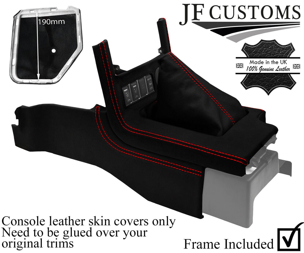 RED STITCH CONSOLE SIDE TRIMS+SURROUND COVERS+FRAME FOR NISSAN NAVARA 09-12