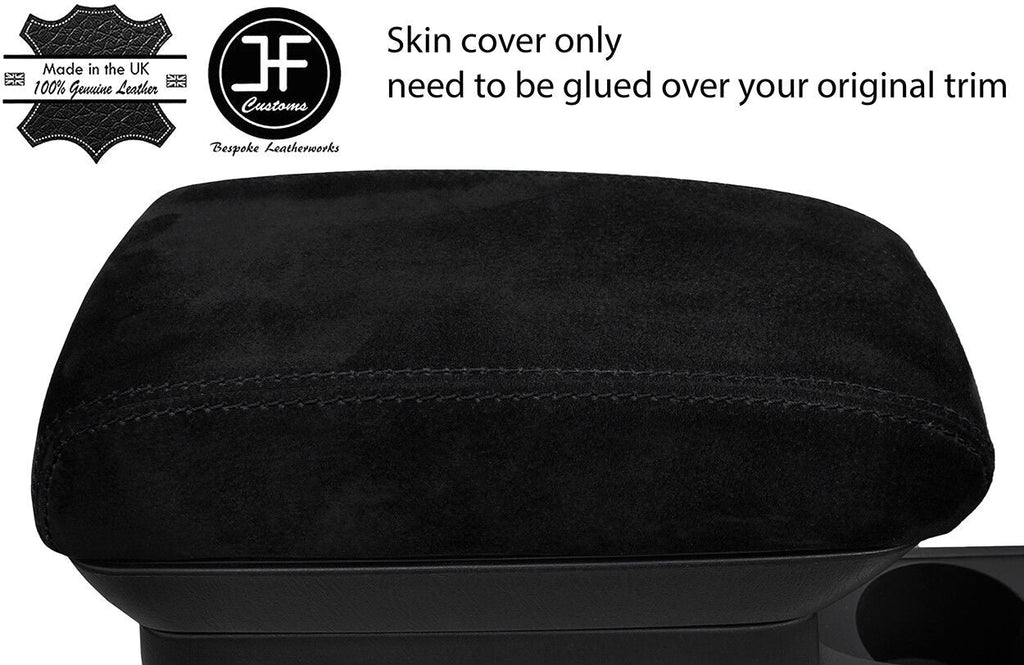 BLACK STITCHING SUEDE ARMREST LID COVER FITS TOYOTA COROLLA 2003-2006 CUSTOM NEW