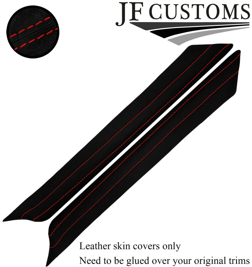 RED STITCH ITALIAN SUEDE 2X A PILLAR COVERS FITS FORD MUSTANG 67-68 CUSTOM NEW