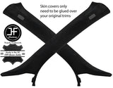 BLACK STITCHING 2X A PILLAR REAL SUEDE COVERS FITS AUDI A4 B8 2008-2015