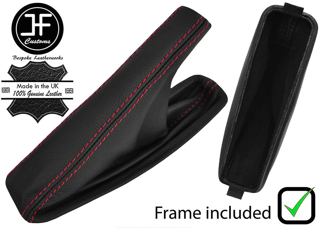 RED STITCH LEATHER HANDBRAKE GAITER WITH PLASTIC FRAME FOR BMW E46 99-2005