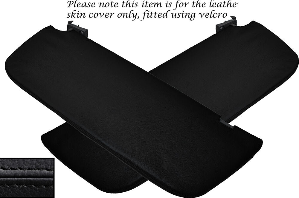 BLACK STITCH 2X SUN VISORS LEATHER SKIN COVERS FITS MERCEDES SPRINTER 2014+
