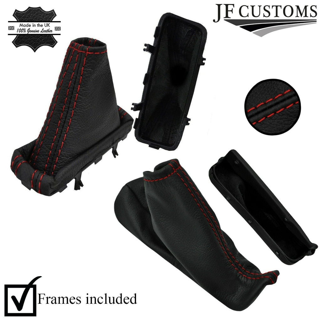 D RED STITCH LEATHER AUTO GEAR + HANDBRAKE + PLASTIC FRAMES FOR VOLVO XC70 05-07