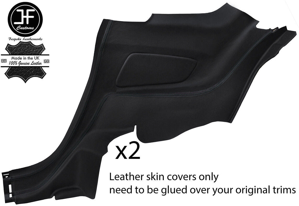 BLACK STITCH 2X REAR SIDE QUARTER PANEL LEATHER COVERS FITS FORD MUSTANG 15-18