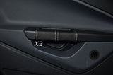 WHITE STITCH 2X REAR DOOR HANDLE LEATHER COVERS FITS FORD FIESTA MK7 08-14