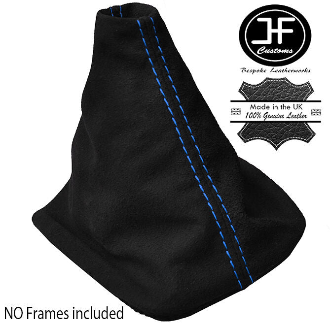 BLUE STITCHING MANUAL SUEDE SKIN GEAR GAITER FITS VW GOLF MK4 BORA 1998-2005