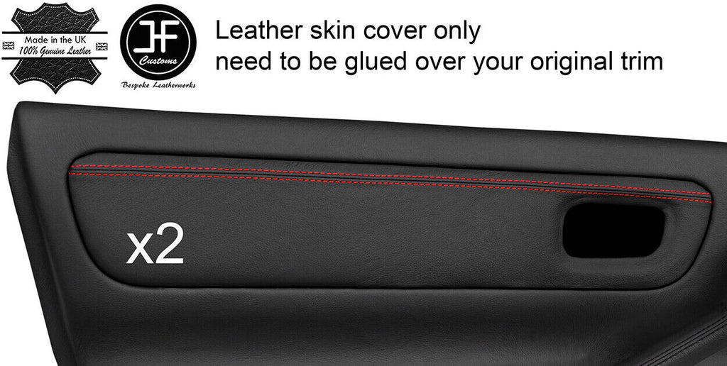 RED STITCH 2X DOOR CARD TRIM TOP GRAIN LEATHER COVER FOR TOYOTA MR2 MK3 00-07