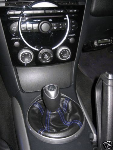 FITS MAZDA RX8 LEATHER GEAR GAITER BOOT BLUE STITCH NEW CUSTOM NEW MADE IN UK