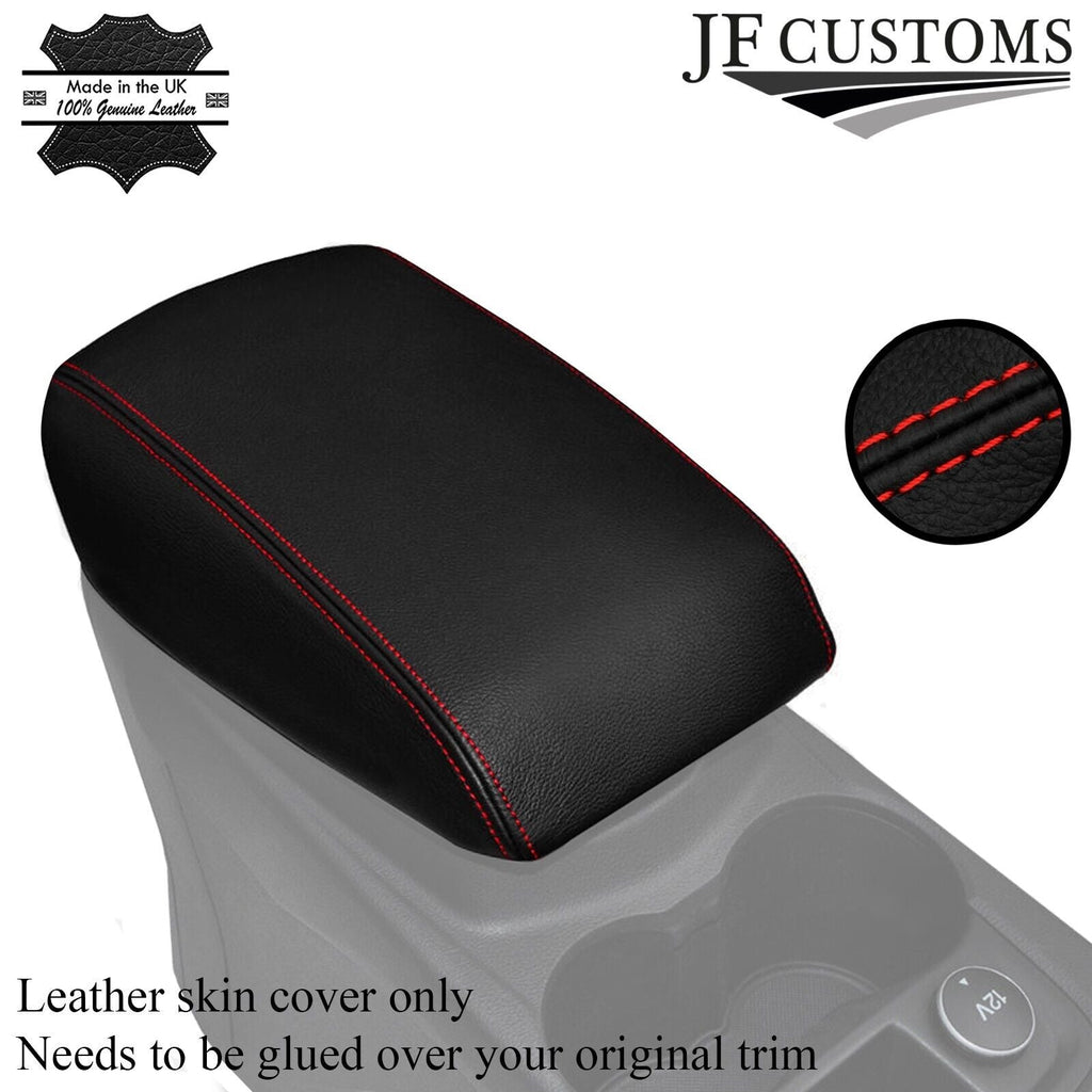RED STITCHING LEATHER ARMREST SKIN COVER FITS FORD FOCUS MK3 2011-2014