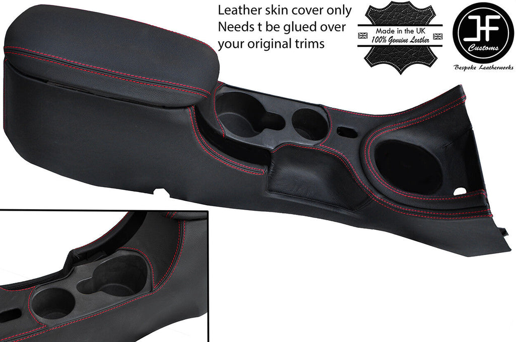 RED STITCH CONSOLE + ARMREST + BEZEL COVERS FITS FORD MUSTANG 1999-2004