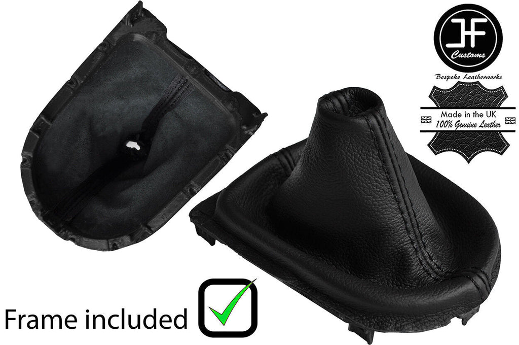 BLACK STITCH LEATHER MANUAL GEAR GAITER + PLASTIC FRAME FOR FORD MUSTANG 15-19