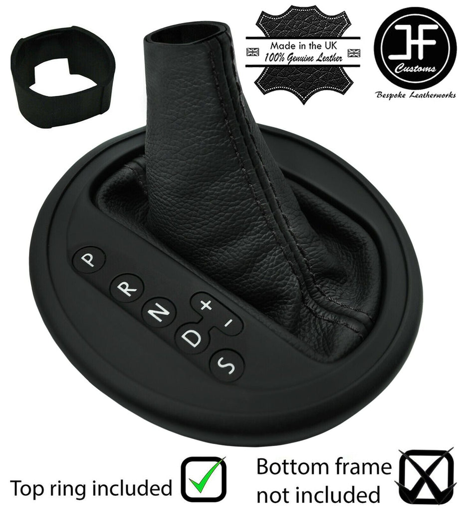 BLACK STITCH LEATHER AUTO AUTOMATIC GEAR BOOT + TOP RING FOR VW T5 2003-2015